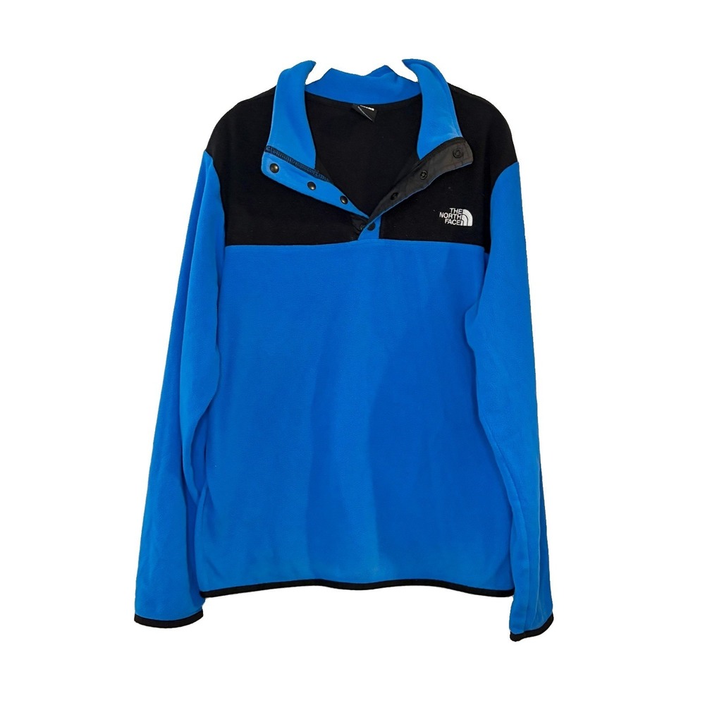 The North Face Men's‎ L Blue/Black Colorblock Fleece 1/4 Zip Mock Neck